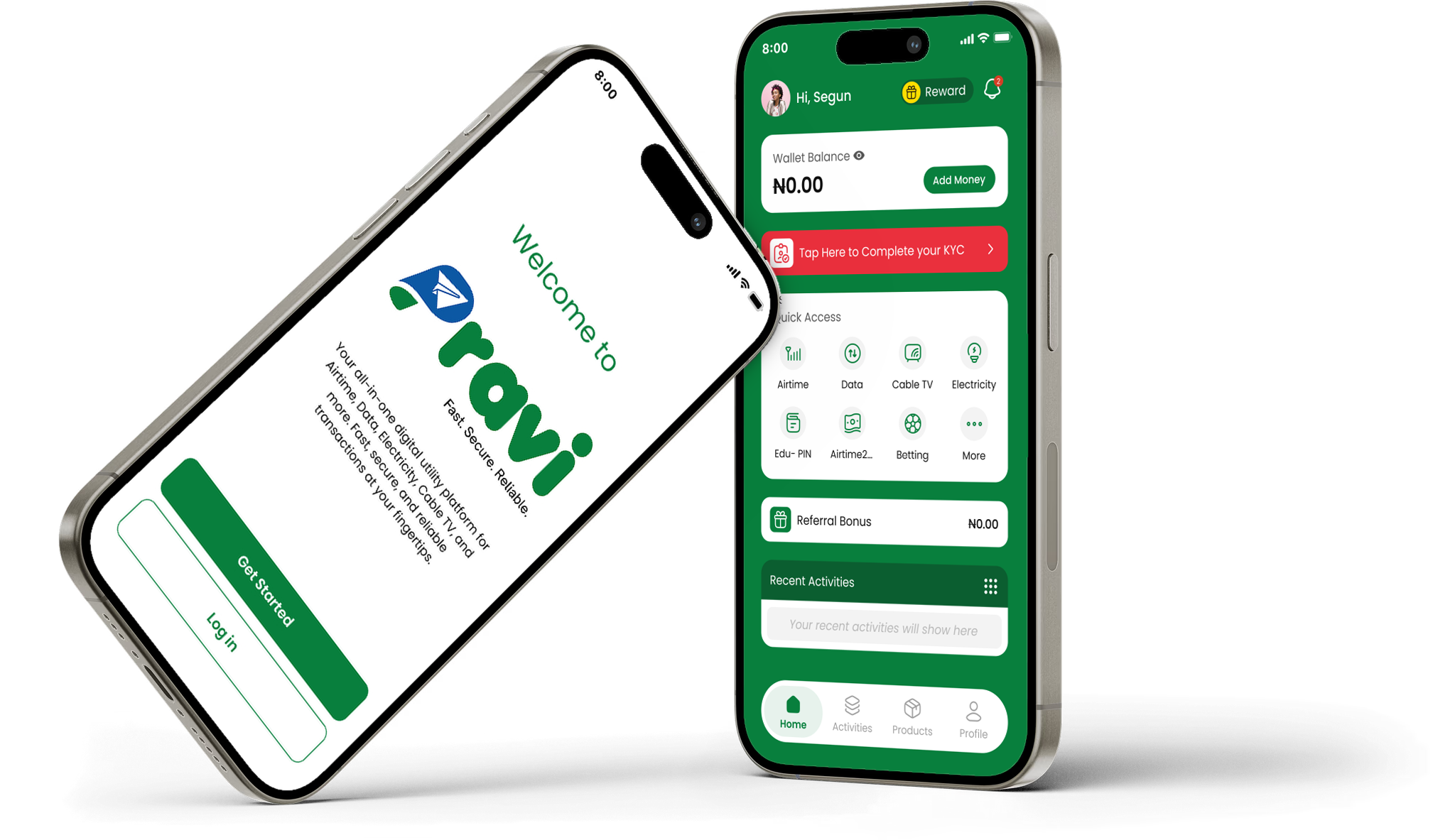photo of 2 cell phones showing parts of the breezy app